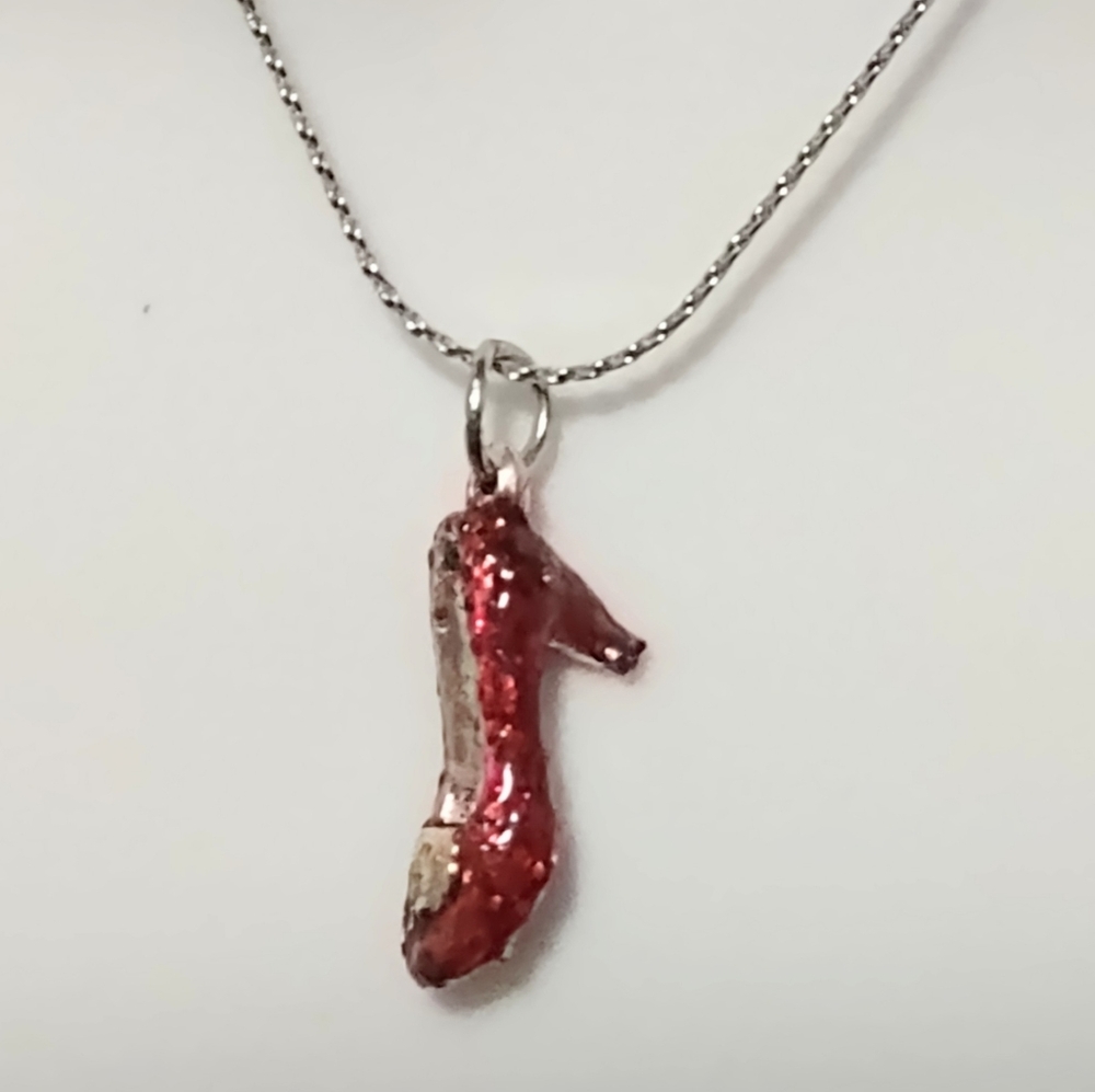 Ruby Red High Heel Pendant Necklace